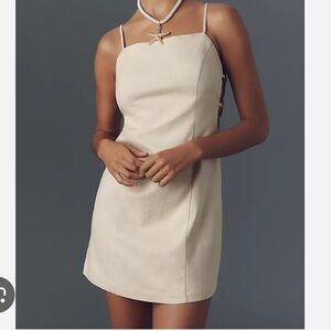 Anthropologie Smocked Linen Blend Mini Dress New w tag! Size XL